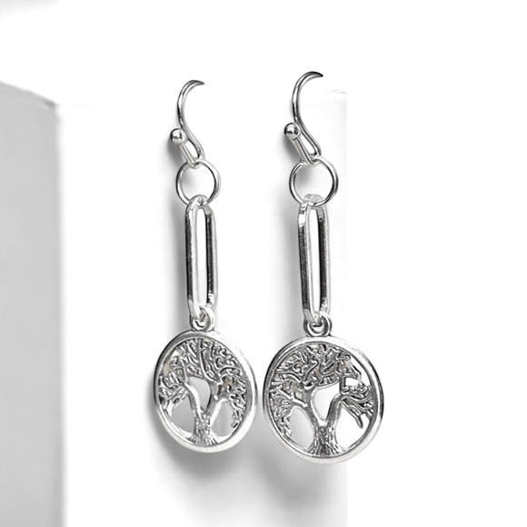 5 For $25💫Alternative Tree of Life Paperclip Silver Dangles Earrings - Picture 1 of 4